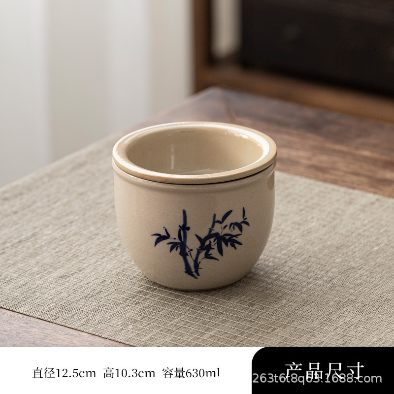 粗陶茶かすかめ茶洗建水中国式レトロ純色茶器部品水孟茶かすかめは濾過器を持っています。|undefined