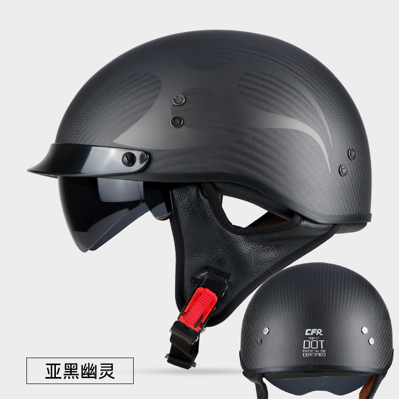 Motosiklet kaskı (dəbilqə) — Motuoche Summer Helmet Retro - glossy-black-3k-carbon-fiber-m