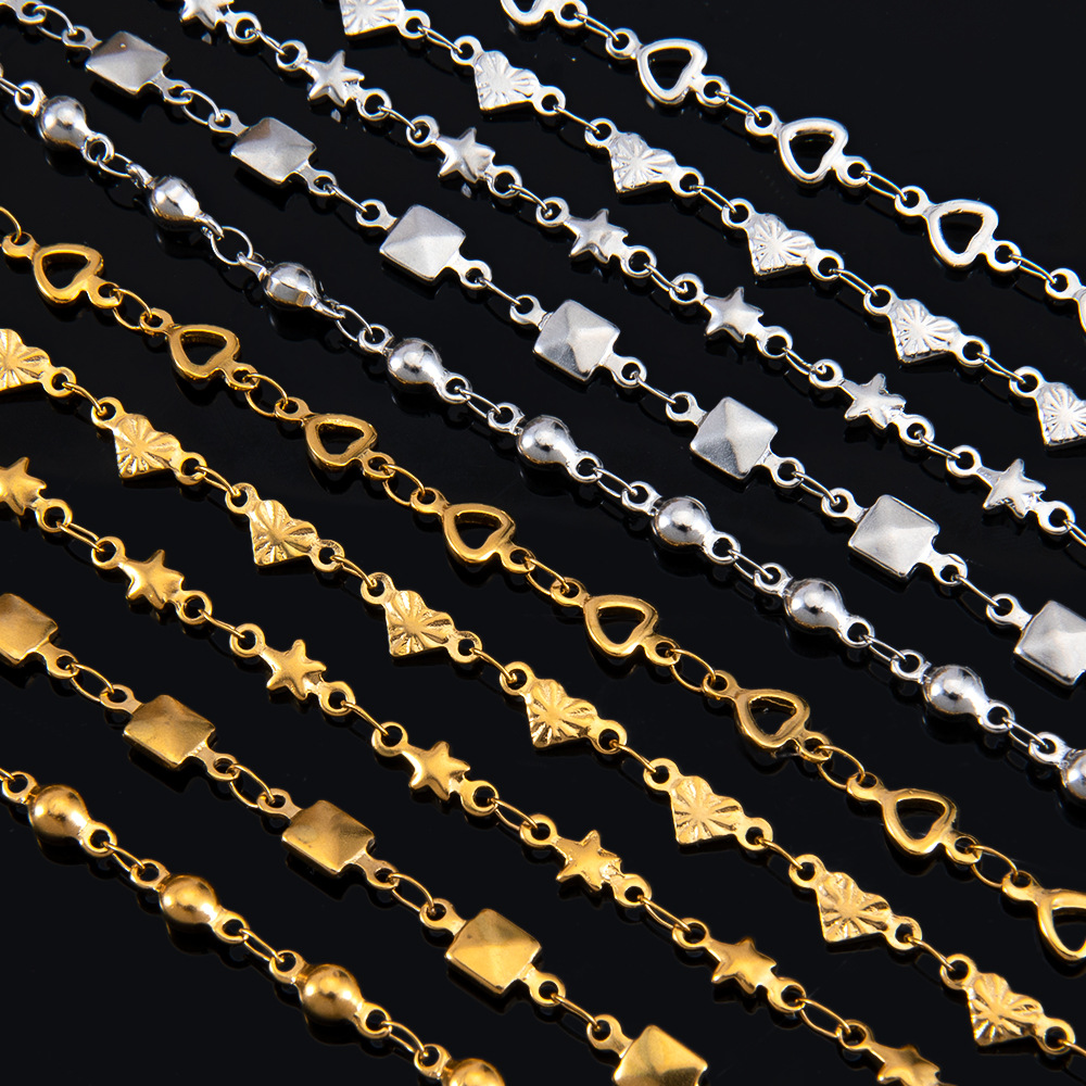 Geometric, Heart Shape Pattern 1 Piece 304 Stainless Steel DIY Ornament Accessories Chain Simple Style Geometric Heart Shape