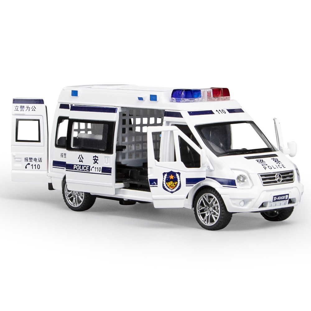 1: 32 (customizado) aleación de rescate de bomberos modelo de coche de seguridad puerta trasera abierta camilla desmontable juguetes sonoros y ópticos image 6