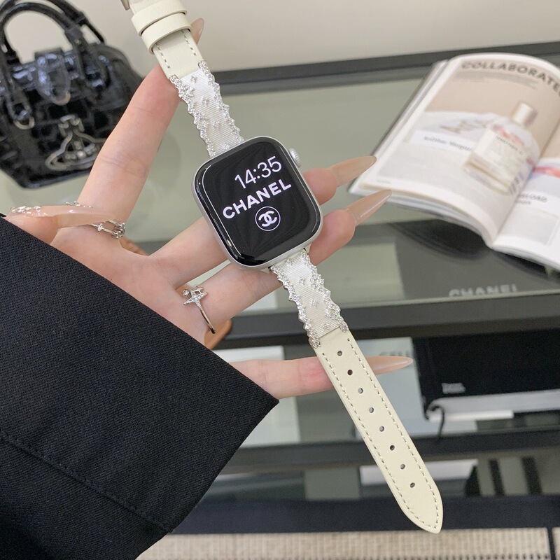 High-End and Prosperous Zircon Leather Iwatchs11 Strap Suitable for Apple Applewatch9 Watch Xiaomi 10