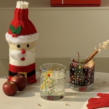 圣诞节圣诞树玻璃杯圣诞老人杯子家用耐热牛奶杯啤酒酒杯威士忌杯