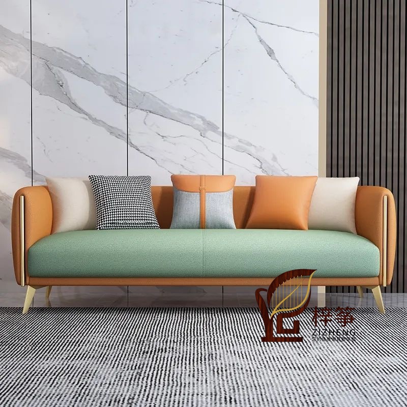 Light Luxury Technology Fabric Sofa Small Apartment Living Room Apartment Bedroom Rental Room Nordic Minimalist Internet Celebrity No-Wash Three-Person