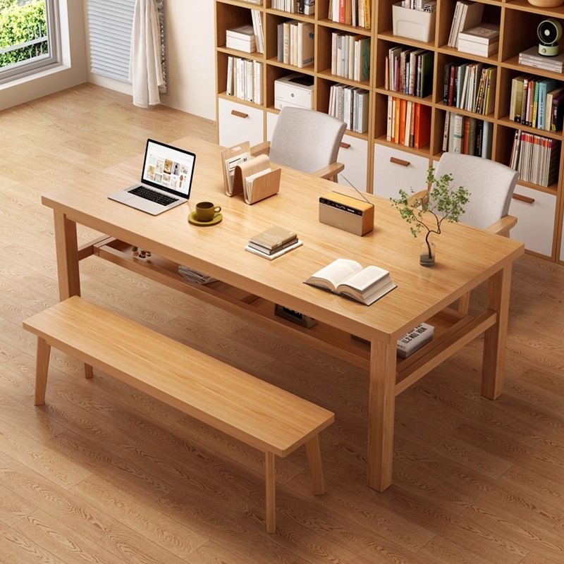 Pure Solid Wood Living Room Desk Workbench Large Long Table to Remove the Living Room Reading Study Table Long Table Home Office Desk
