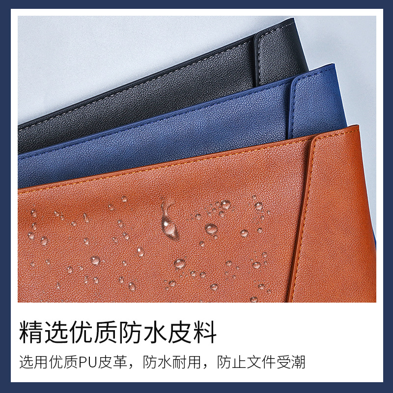 A4 imitación de cuero de gran capacidad de almacenamiento de información bolsa de oficina de negocios archivo de una sola capa bolsa de archivo personalizable LOGO