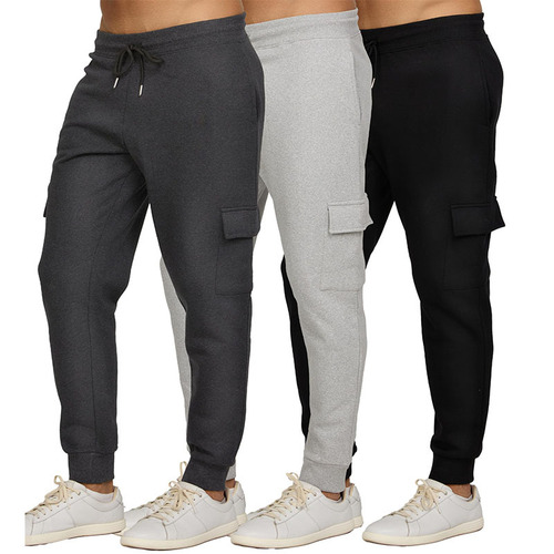 Amazon Men's Casual Fitness Long Pants with Multiple Pockets, Fleece-lined Drawstring Jogger Pants Running Trousers
