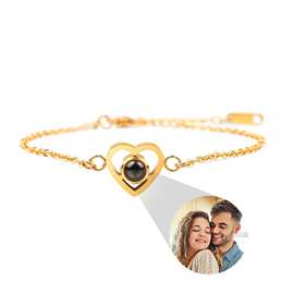 跨境桃心纳米微雕100种语言DIY照片投影石爱心手链欧美图片定 制