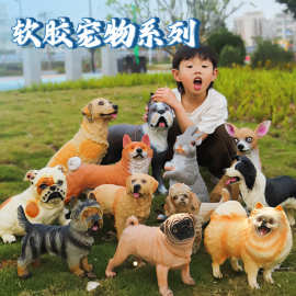 动物仿真模型软胶狗狗宠物儿童玩具摆件玩偶金毛泰迪巴哥跨境批发