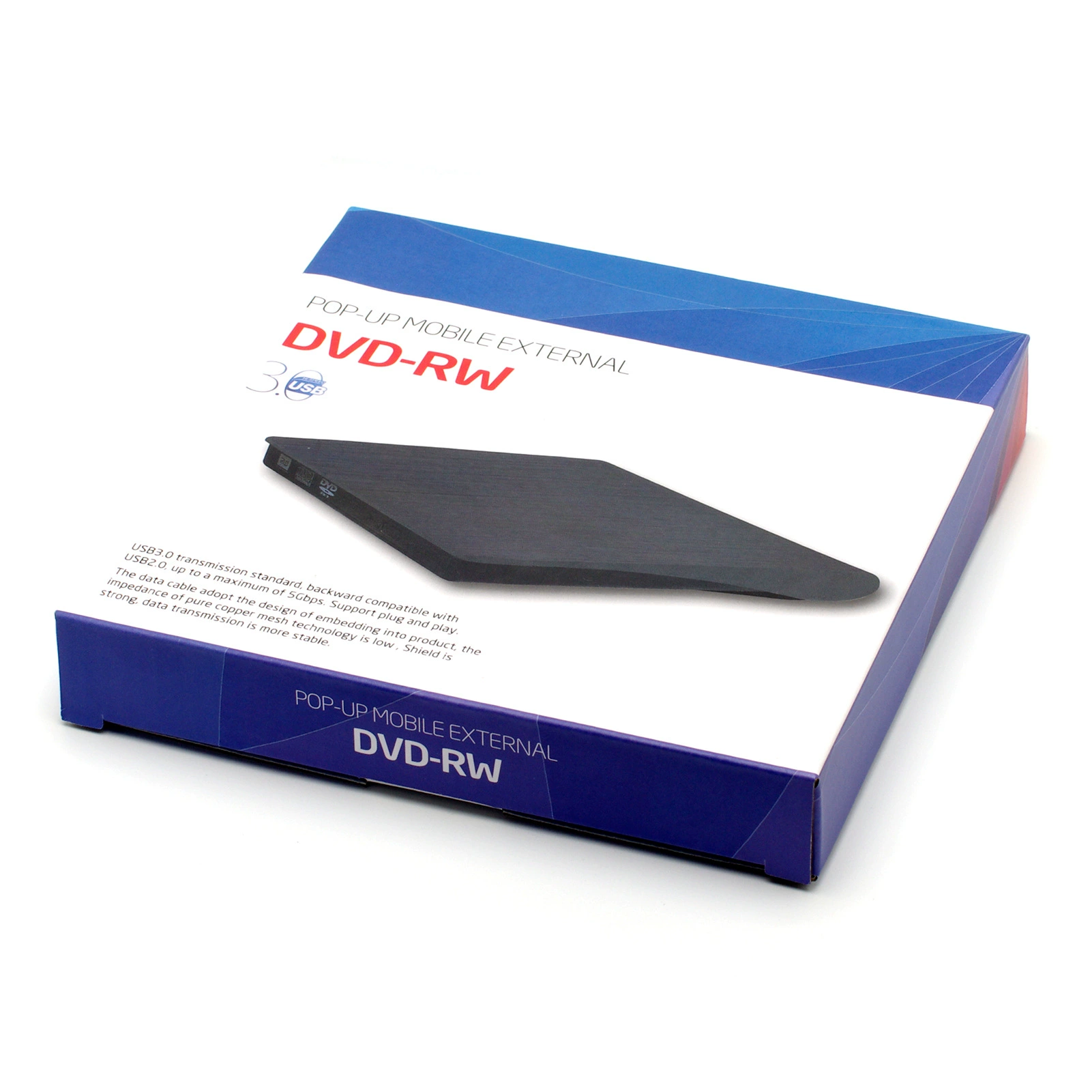 Внешний оптический привод (Ritz) USB 3.0/2.0, тонкий DVD±RW, покрытие под металлик, 9.5/12.7 мм