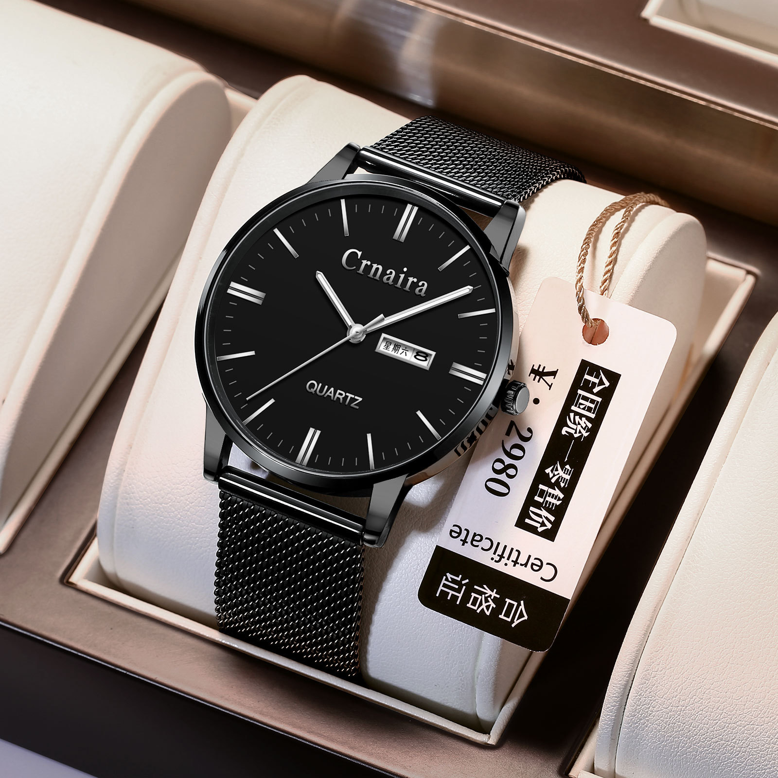 CRNAIRA新款男士石英表指针时尚防水批发抖音爆款手表一件代发