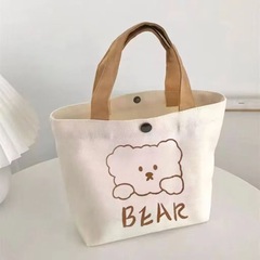 小熊帆布包可爱学生手提包便携手提袋手拎外出印花迷你包礼品袋
