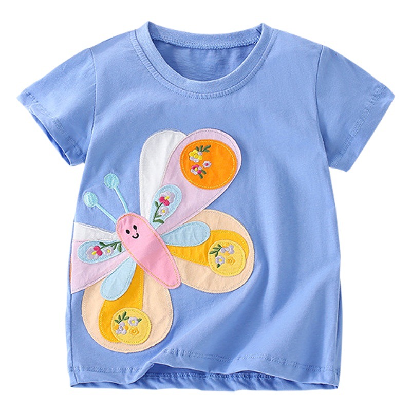 Malwee niñas verano nuevo europeo y americano niños camiseta casual estilo occidental niña manga corta niños top