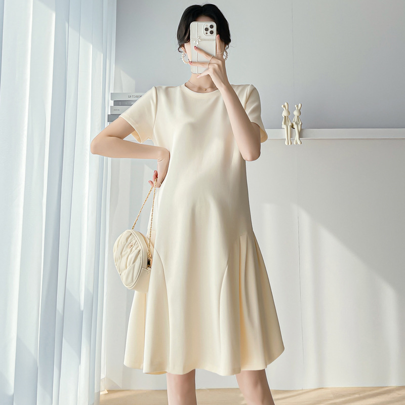 Maternity dress 2026 new summer short-sleeved loose plus-size casual top summer thin fishtail skirt Maternity dress 2026 new summer short-sleeved loose plus-size casual top summer thin fishtail skirt