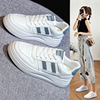 Women&#39;s casual shoes 2021 Spring and summer new pattern skate shoes stripe ventilation Leather White shoes Korean Edition Single shoes QR02