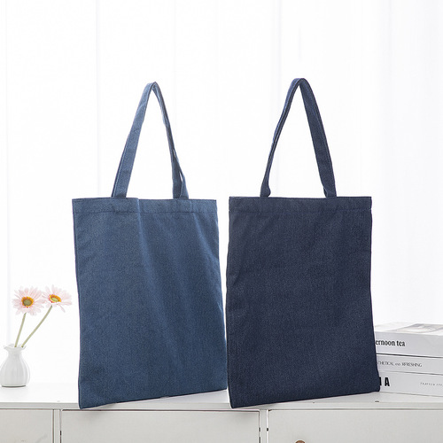 Factory Direct Sale Denim Fabric Shopping Bag, Foldable Canvas Tote Bag Wholesale Eco Cotton Bag with Logo Printing