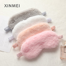 兔毛遮光睡眠眼罩透气亲肤毛绒眼罩秋冬冰袋款可爱居家护眼罩批发