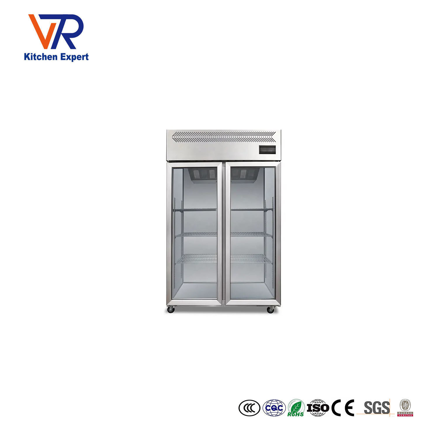 双开门蔬菜水果冷藏保鲜柜厨房立式玻璃冰箱 商用不锈钢冰柜