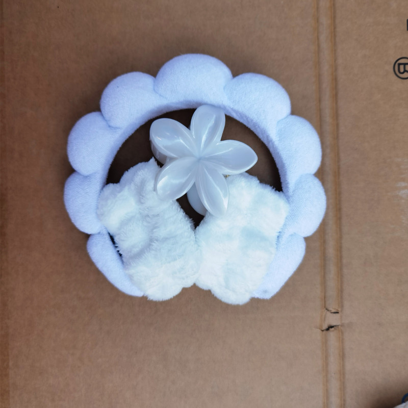 クロスボーダーの卵の花の泡の布のフランネルのスポンジの洗顔防水のカチューシャのカチューシャのセットの雲のカチューシャの髪飾り|undefined
