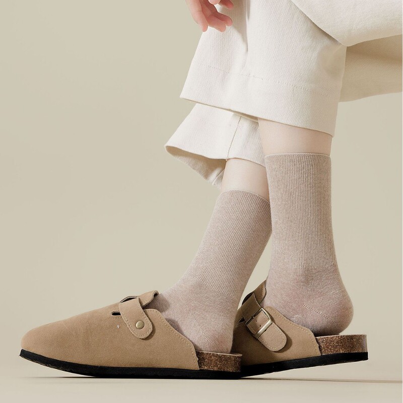 Loose Mouth Massage Bottom Cotton Women Socks Plaid Solid Color Raised Dot Texture Promote Foot Blood Circulation Relieve Fatigue