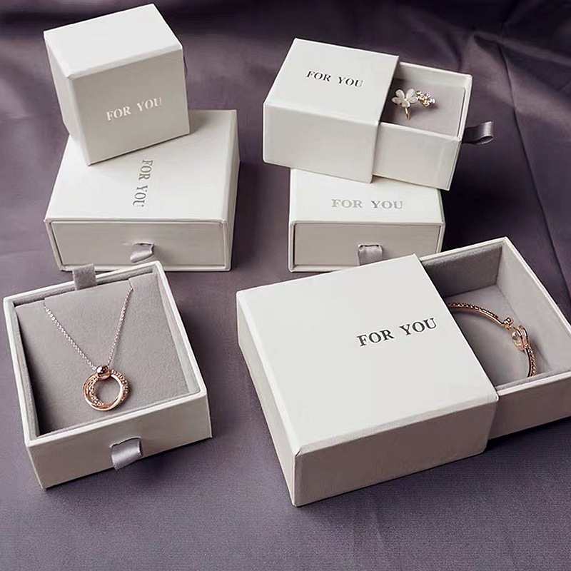 新品珠宝首饰盒抽屉式戒指盒定做项链收纳盒饰品包装盒定制Logo