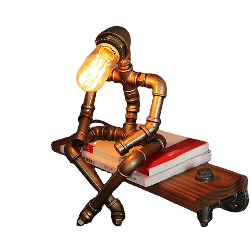 Robot, creative bar table lamp for bed, American style, punk style