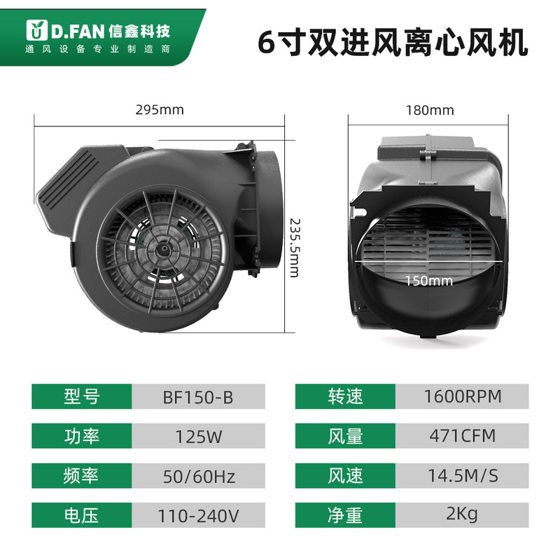 DC直流双进风外转子离心风机PP塑料防腐前倾式蜗壳通高压抽风机|undefined