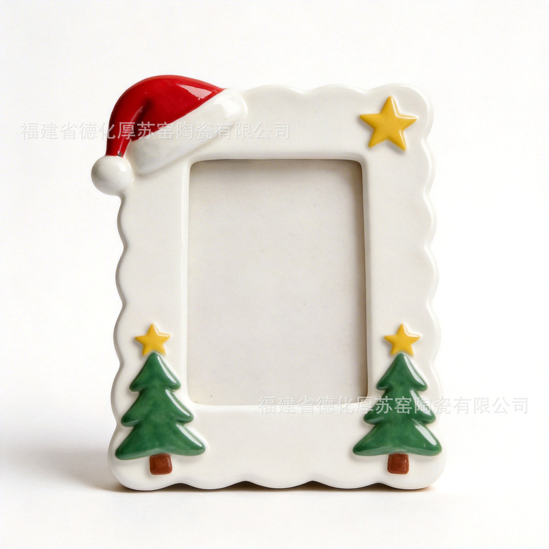 Embossed Christmas Tree Ceramic Photo Frame, Custom-Made for Export, Christmas Decoration Frame, Painted Hat Stand, Photo Frame