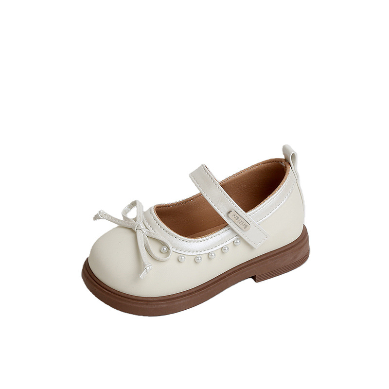 Niñas zapatos de cuero de arco de perla zapatos casuales para niños 2026 primavera y otoño nuevos zapatos de princesa de moda para bebés