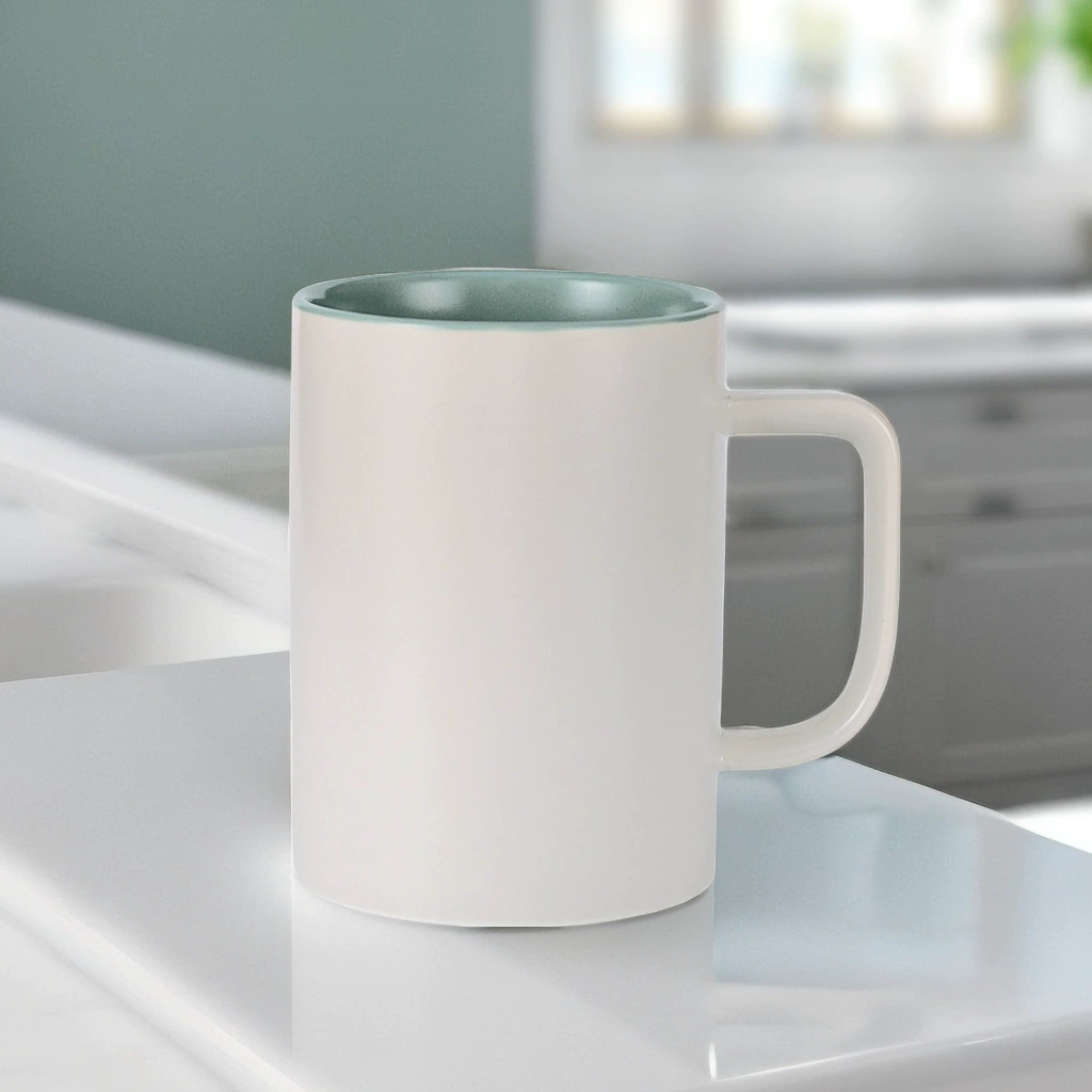 Ceramic capacious handle with glass, for beloved
