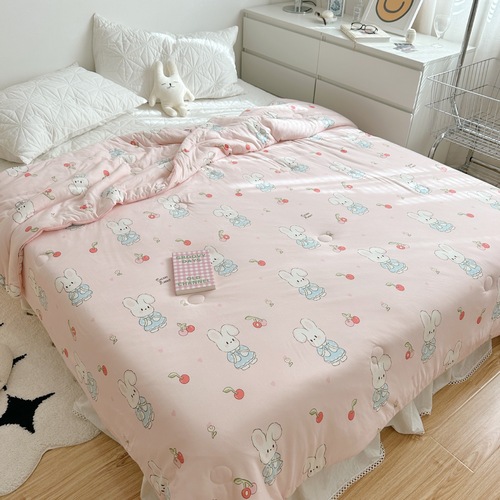 Foreign Trade Class A Fresh Print Knitted Cotton Summer Blanket Soybean Summer Cool Blanket Washable Children's Air Conditioner Cover Thin Blanket