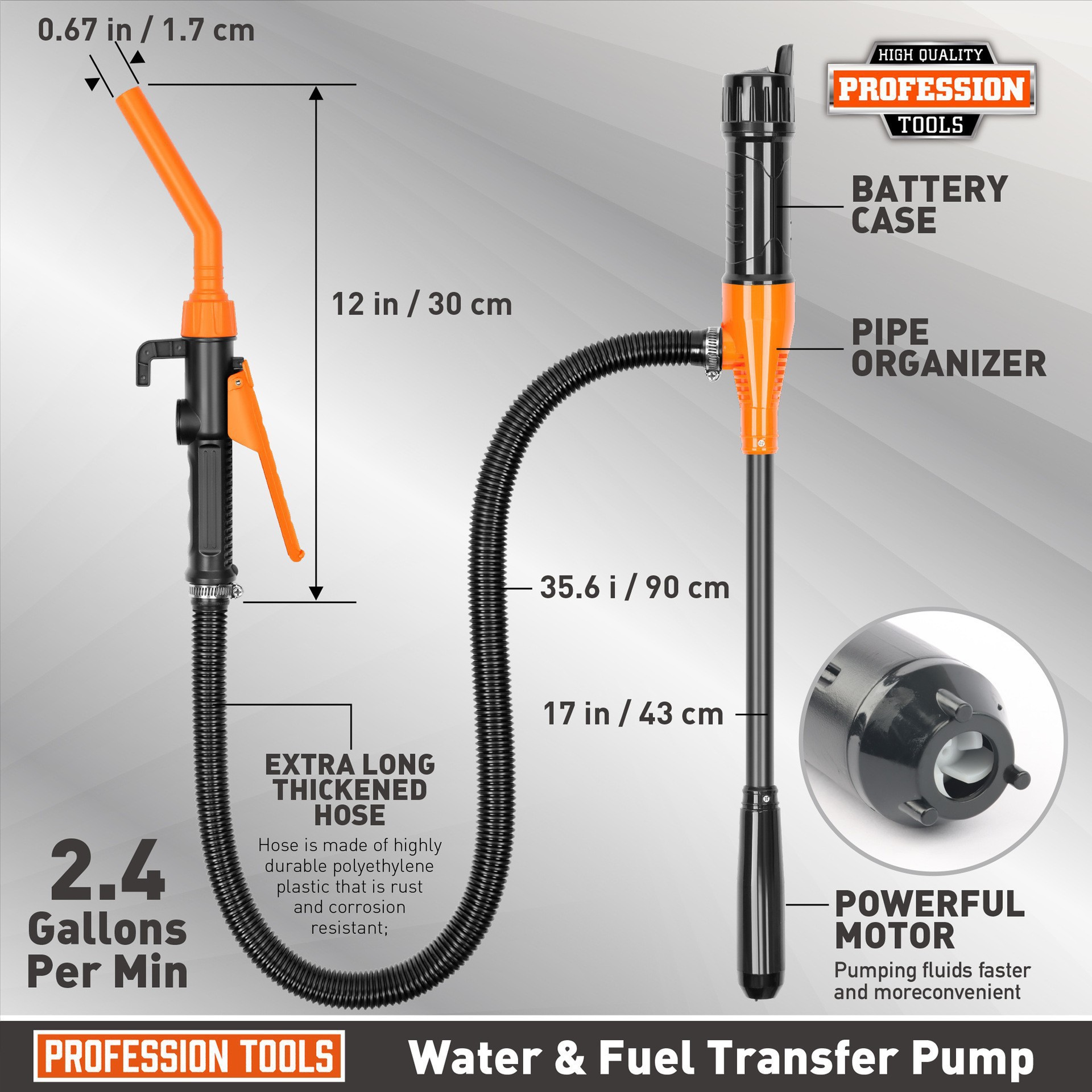 Detachable Electric Water Pump, Oil Suction Pipe, Portable Electric Oil Pump, Self-Driving Hose Oil Transfer Pump