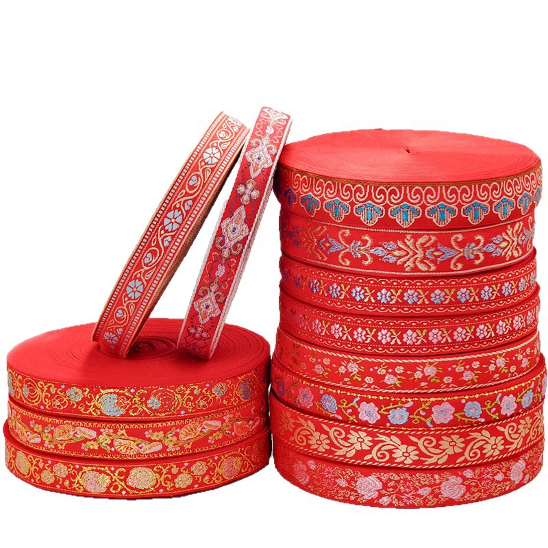 Bordado jacquard bordado cinta cinta encaje estilo étnico Hanfu hifu sofá accesorios de cortina materiales para accesorios para el cabello