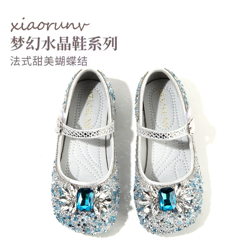 Девочки Asha Принцесса обувь 2023 Весна и Осень Новые Детские Хрустальные Туфли Маленькие Девочки Мягкая Одиночная Туфли