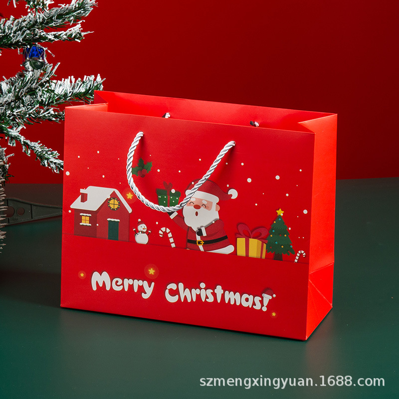 Bolsa de Navidad de la casa de papá rojo bmy; Cartón blanco; Grande: 32 de largo * 11,5 de ancho * 25 cm de alto