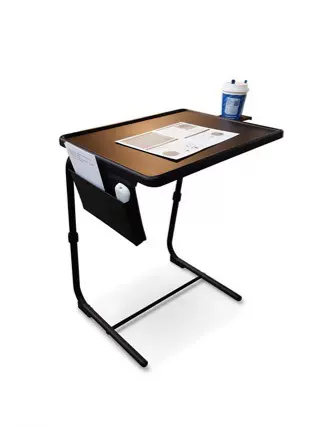 家用折叠桌电脑桌沙发床边桌塑料电视晚餐桌高度可调杯架带收纳袋