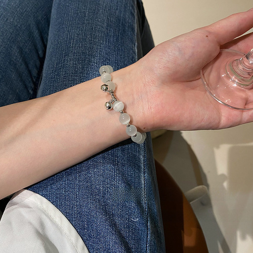Cat's eye stone bell bracelet for women summer ins niche design internet celebrity bestie bracelet high-end light luxury exquisite hand jewelry