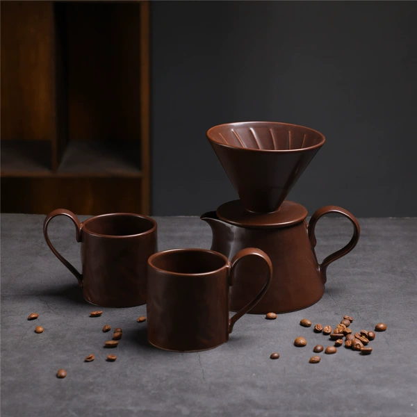 506 short coffee pot + 331 ear cup (coffee color 4-piece set)