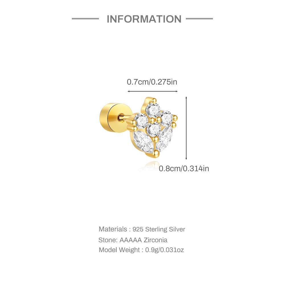 1g Weight Ear Studs Classification Ear Cartilage Rings & Studs Piercing Type 1 Piece Quantity Daily Occasion 925 Sterling Silver Material Geometric Pattern All Seasons Season Unisex Gender Elegant Style 1 Piece Ear Cartilage Rings & Studs Elegant Geometric 925 Sterling Silver Ear Cartilage Rings & Studs 1