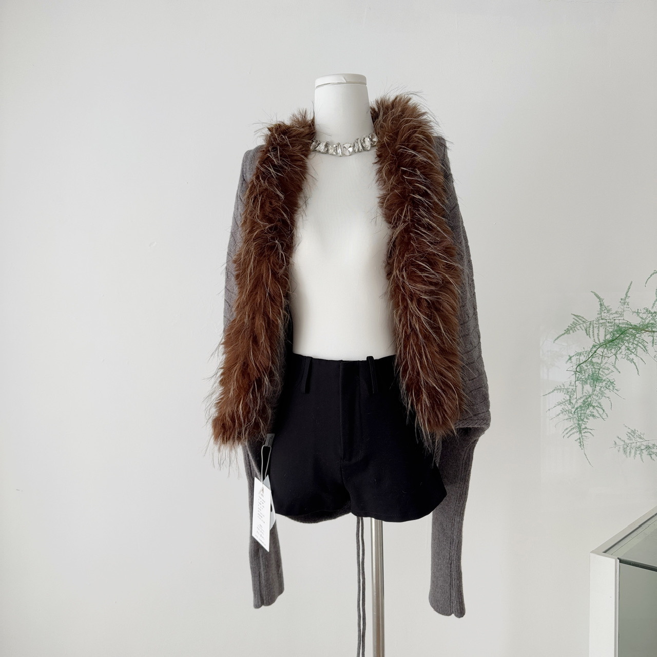 2025实拍长毛领针织毛衣 慵懒设计感不撞款复古加厚外套开衫