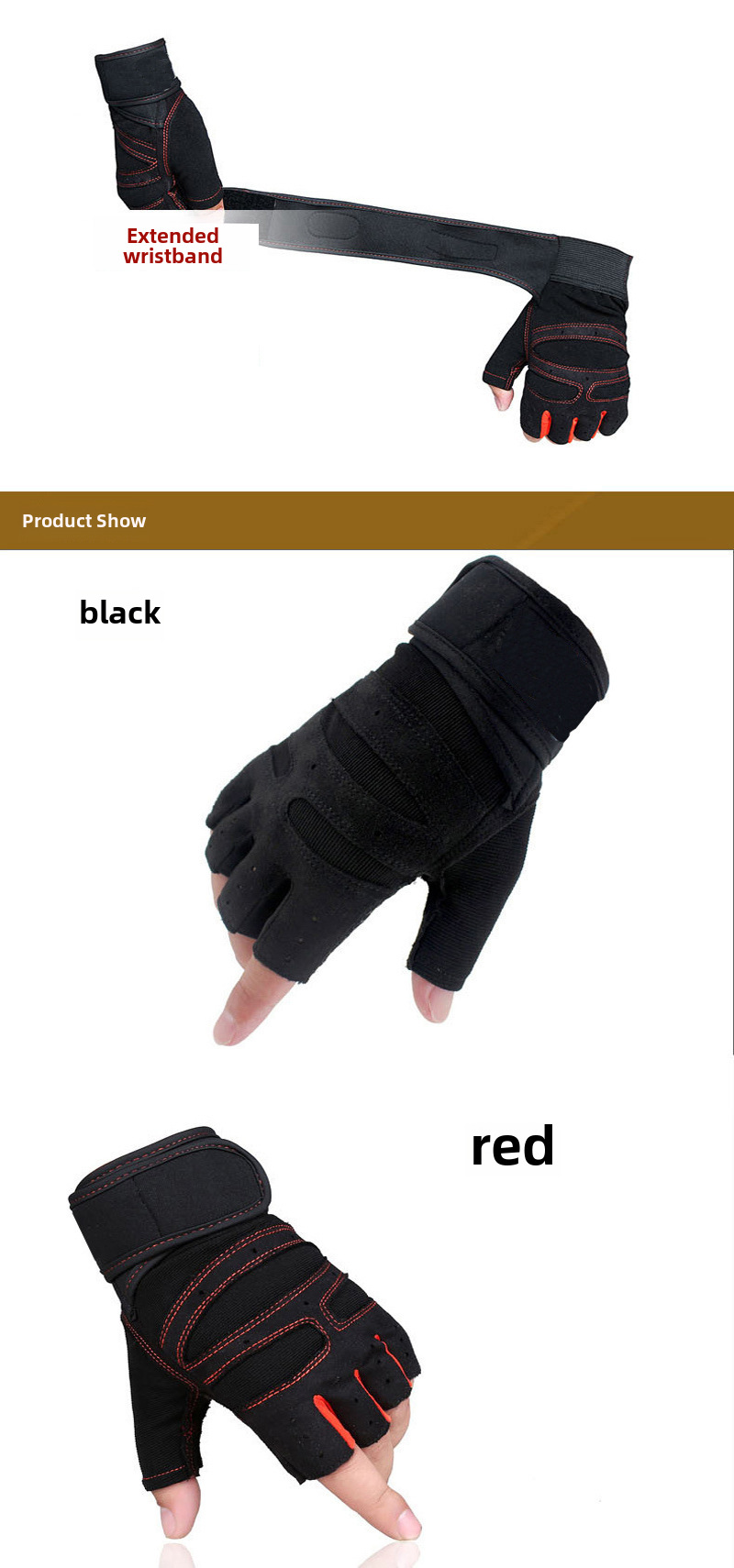 Half finger gloves a generation of wear-resistant breathable wrist gloves men's and women's sports gym non-slip riding dumbbell_maomaolike.com