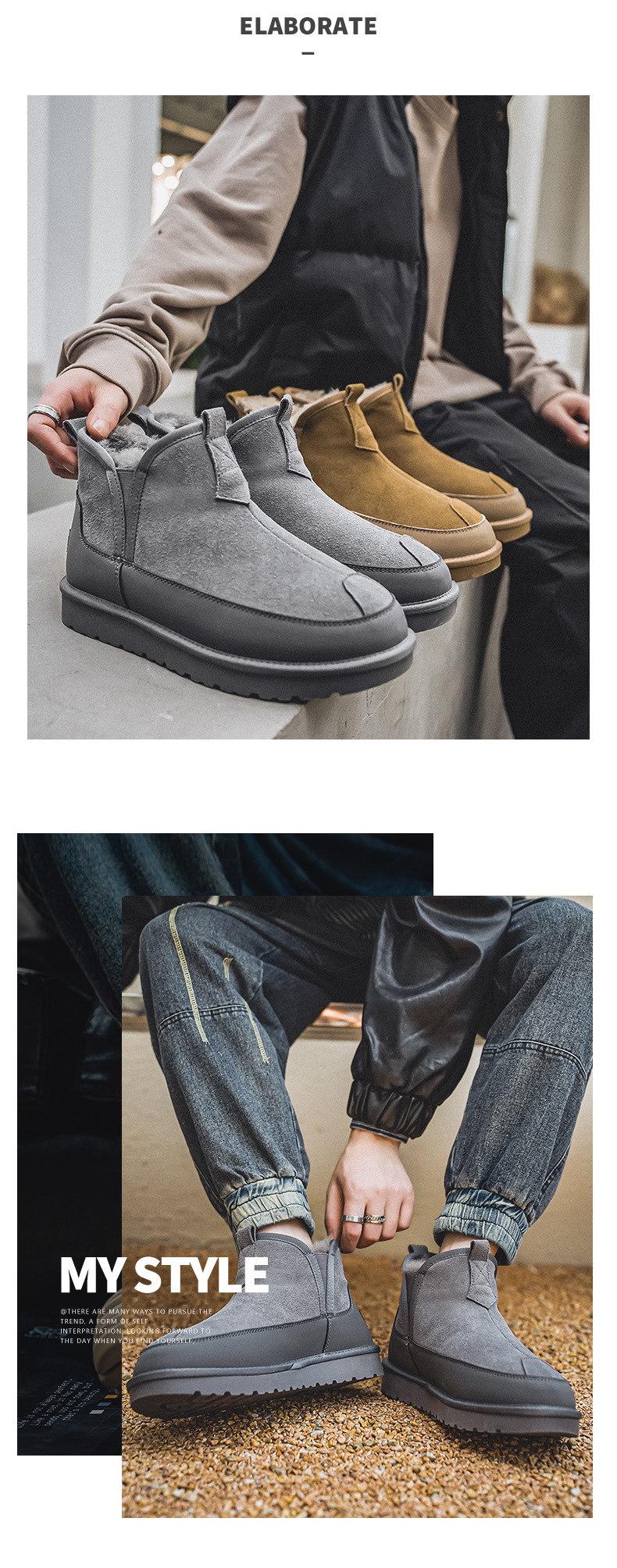 3123 Μπότες χιονιού ανδρικές 2023 φθινόπωρο και χειμώνα νέα βελούδινα ζεστά βαμβακερά παπούτσια βορειοανατολικά για το σπίτι υπαίθρια χειμερινά ανδρικά παπούτσια_voghion.com