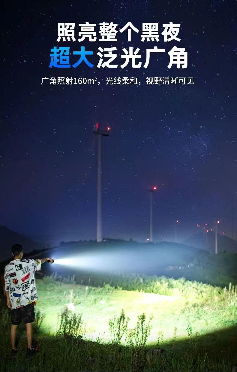 Multi-function flashlight rechargeable portable intelligent digital explosive volume long-shot zoom USB super bright flashlight
