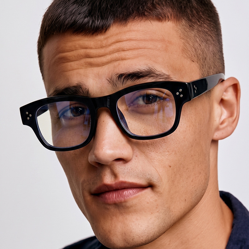 New Korean-style artistic glasses for women, bohemian street fashion eyeglass frames with rivet decoration, non-prescription lenses