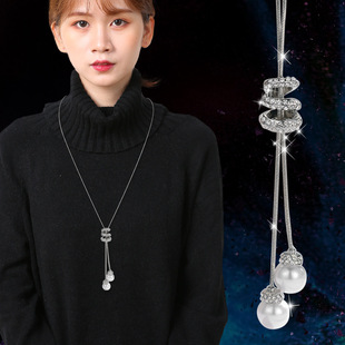 Japanese and Korean style waist-wrapped all-round sweater chain high-grade women's all-match fashion tassel long sweater chain jewelry wholesale