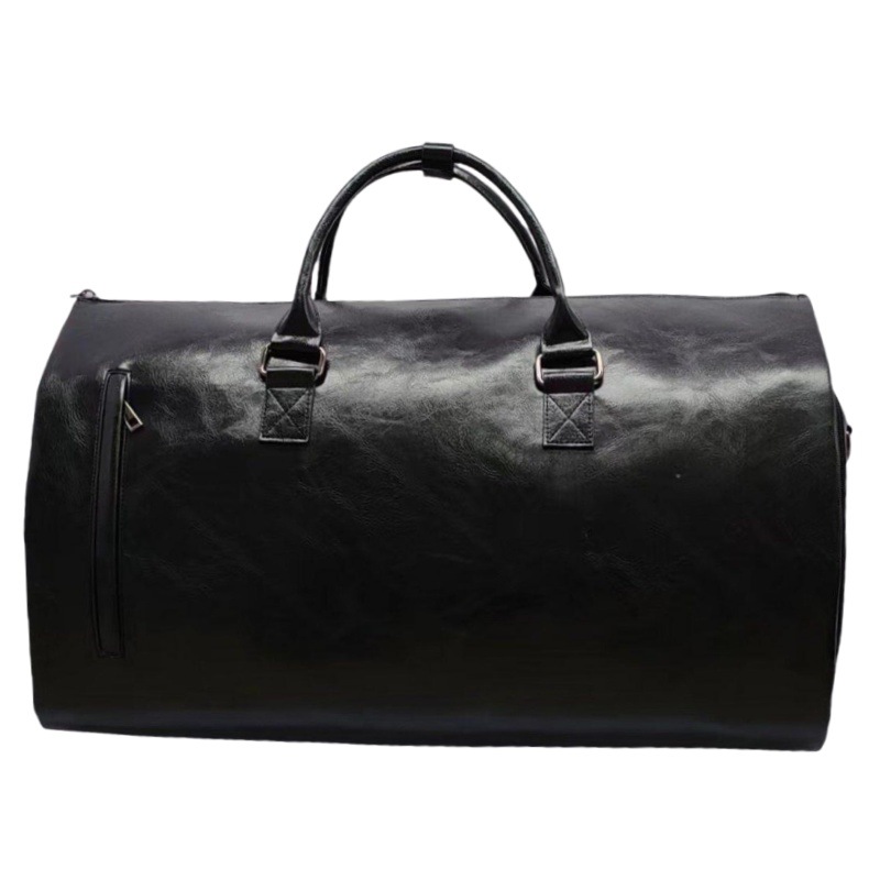 Einfache Reise-Kleidertasche, wasserdichte PU-Cabrio, tragbare Damen-Kleidertasche mit Schuhbeutel, Reise-Kleidertasche aus Leder_voghion.com