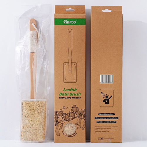 Loofah long handle shower brush with boar bristles, bath scrubber, back scrubbing brush, bathroom shower gadget, body scrub, shower loofah