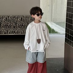 男の子長袖コットン Tシャツ秋 2025 新しい子供の春と秋の白底シャツ男の子トップス子供服 t