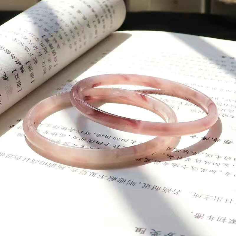 단계별 유리 모조 옥 징글 팔찌 복숭아 꽃 브루 골동품 액세서리 금지 작은 빨간 책 여자 친구 같은 스타일 팔찌