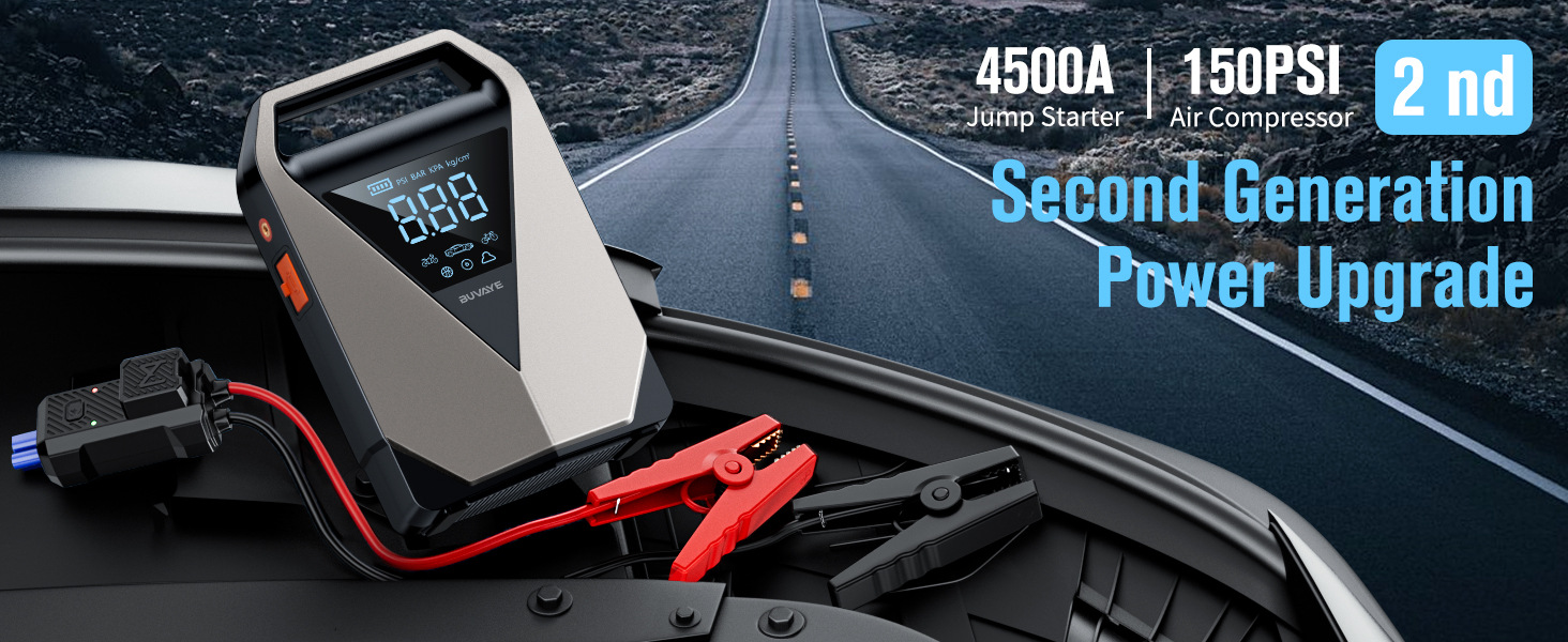 Jump Starter with Air Compressor Emergency Starting Power Supply and Air Pump All-In-One Power Bank