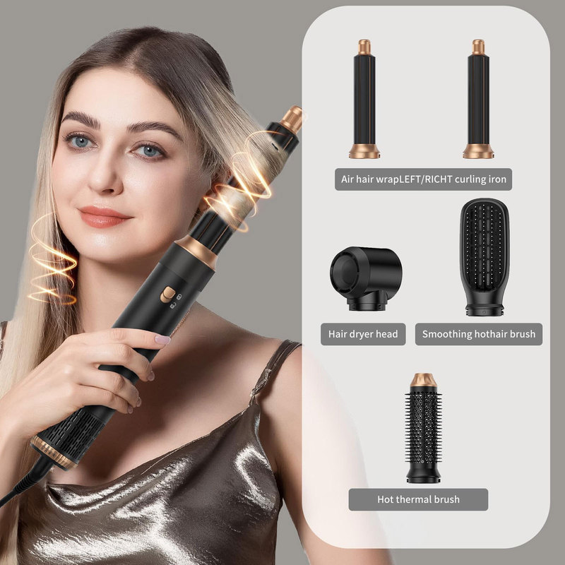 クロスボーダー5in1熱風コーム、ヘアドライヤーコーム、自動吸引ヘアスタイリングコーム、カーリングヘアストレートヘアコーム、ヘアドライヤー、人気の外国貿易モデル|undefined